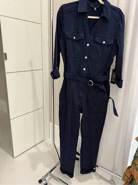 White House Black Market Navy Utility Jumpsuit with Belt